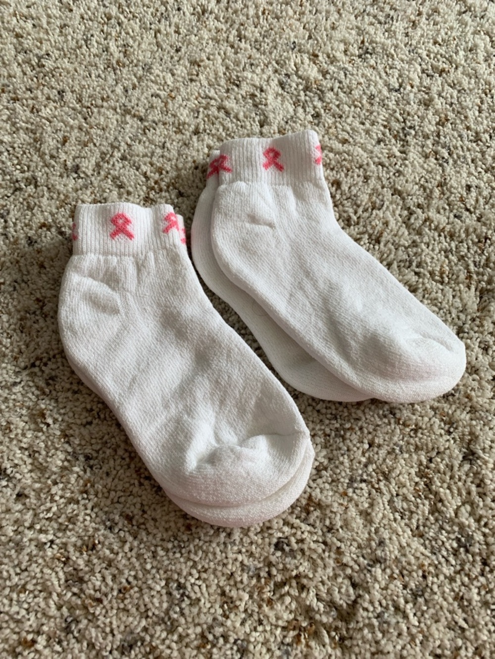 White Ankle Socks with Pink Ribbon Detail
